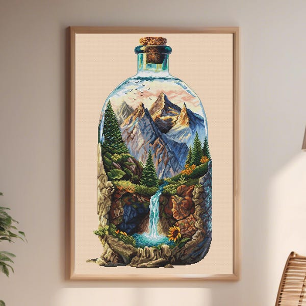 World in a Bottle: Summer – Whimsical Cross Stitch Pattern | PDF by Anastasiia Yermakova