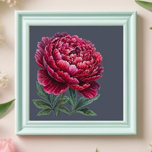 Peony Cross Stitch Pattern: Floral Embroidery Design (PDF)