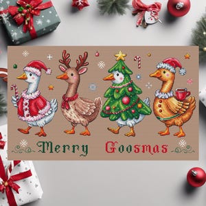 Merry Goosmas Goose Christmas Cross Stitch Pattern: Funny Holiday Embroidery (PDF Pattern)