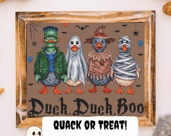 Funny Halloween Goose Cross Stitch Pattern | Spooky Embroidery (PDF)