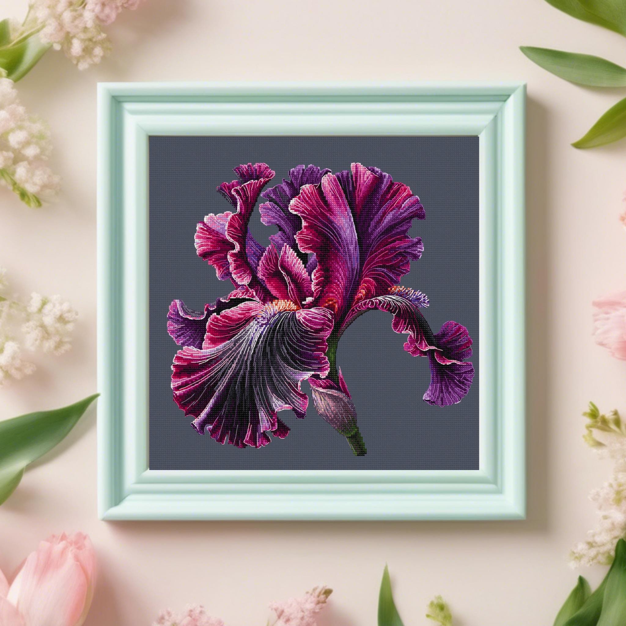 Iris Flower Cross Stitch Pattern - Instant Download - Etsy