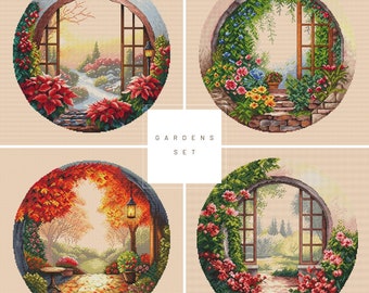 Season Gardens Cross Stitch Pattern: Modern Nature Design (PDF)