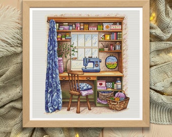 Craftmans&#39;s Corner cross stitch pattern, digital design, life modern cross stitch, craft counted cross stitch, embroidery, PDF