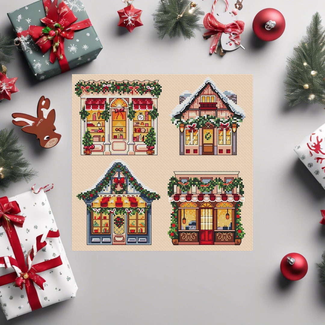 Christmas Tree Decorations Cross Stitch Pattern - Set of 4 Small Shop ...