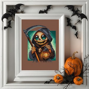 Grim Reaper Halloween Needlework Design - Digital Cross Stitch Pattern