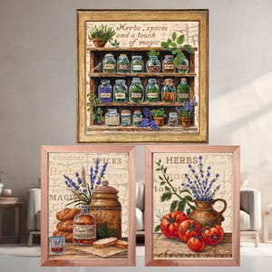¡COMBO! Trío Cottagecore / Tomates, Pan y Especias / Set de punto de cruz en PDF