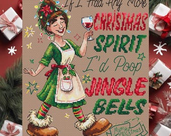 Joyful Christmas Spirit Cross Stitch Pattern - Digital Download