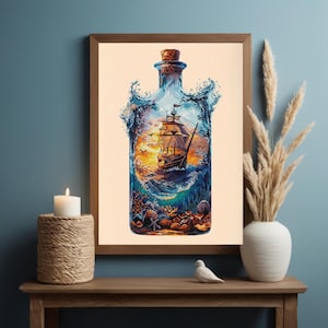 Sailboat in a Bottle Cross Stitch - Windy Design