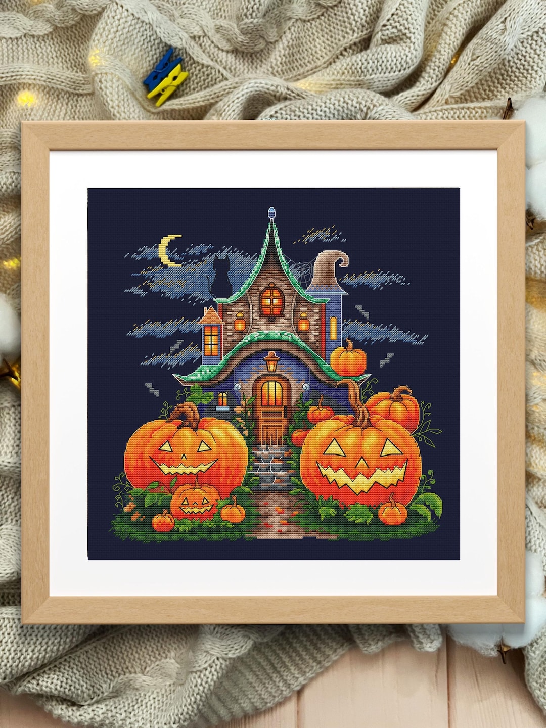 Witch House Digital Cross Stitch Pattern - Halloween Embroidery Design ...