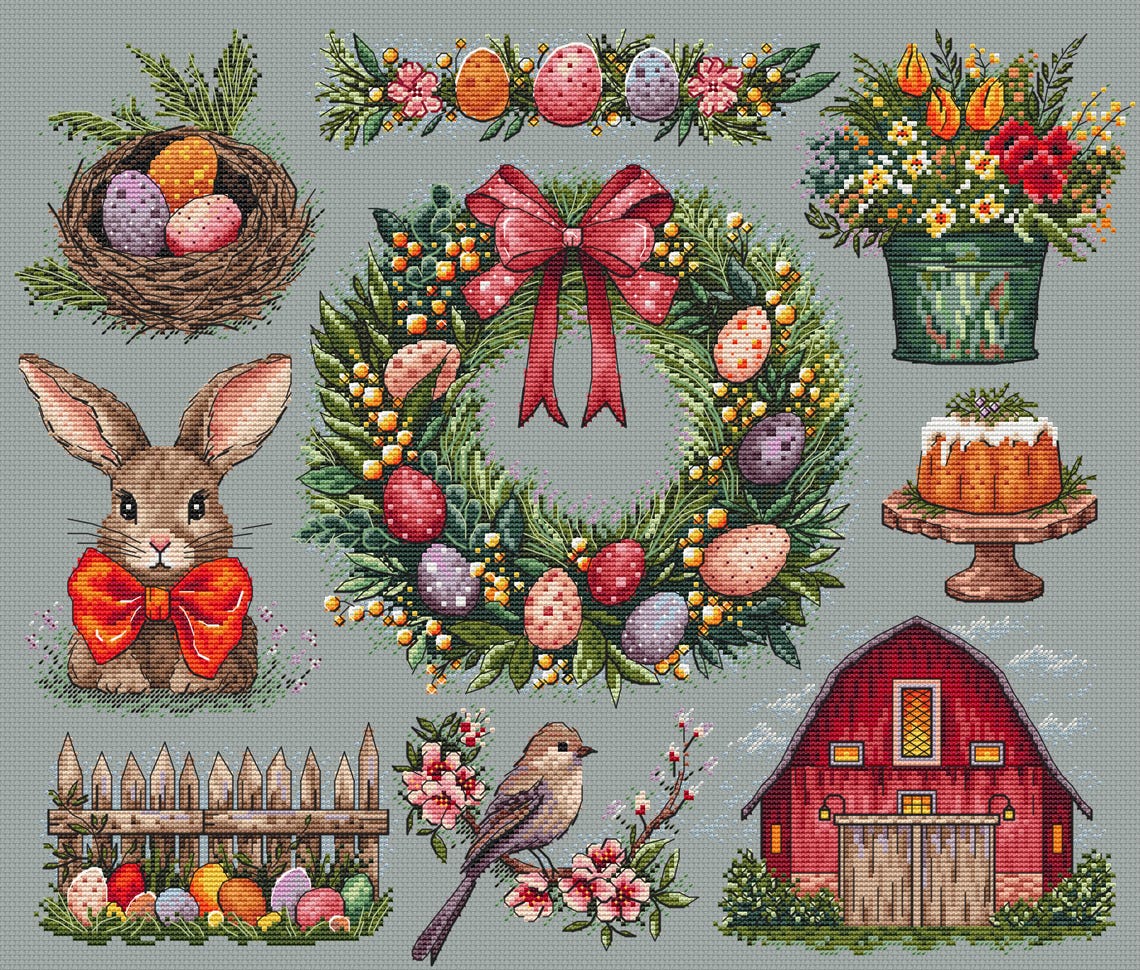 Easter Sampler Cross Stitch Pattern - Instant Download PDF - Etsy
