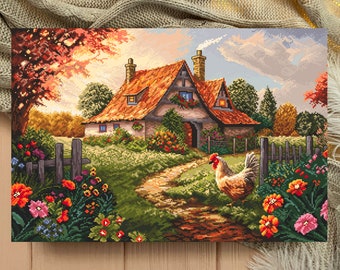 Grandma's House Cross Stitch Pattern: Summer Nature Scene (PDF)
