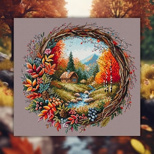 Cozy Season Cross Stitch Chart - Digital Fall Embroidery Pattern