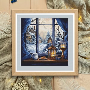 Winter Calm Cross Stitch Pattern: Window View (PDF + SAGA)