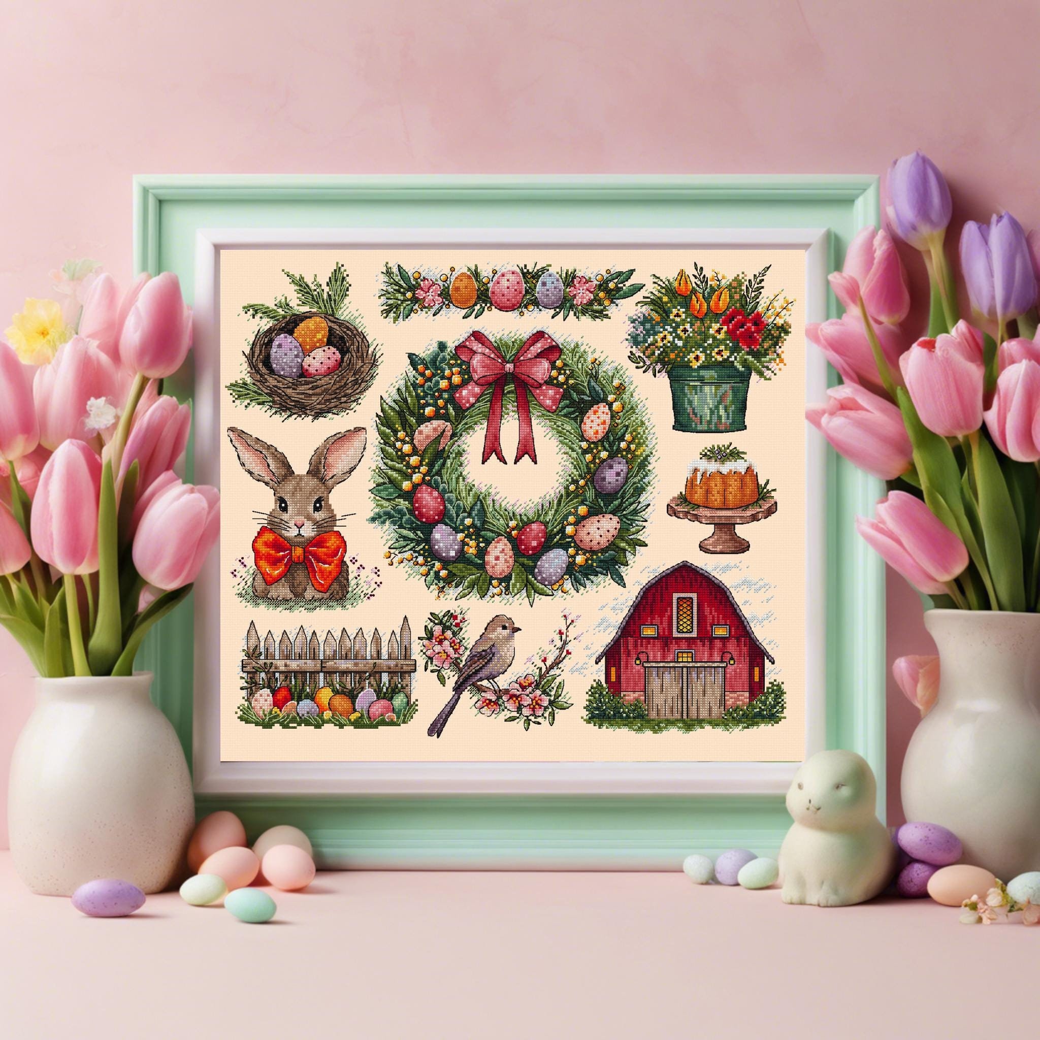 Easter Sampler Cross Stitch Pattern - Instant Download PDF - Etsy