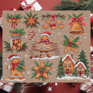 Gingerbread Sampler Digital Cross Stitch Pattern | Christmas Decor