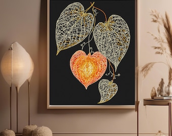 Nature Inspired Digital Cross Stitch - Printable Physalis Pattern