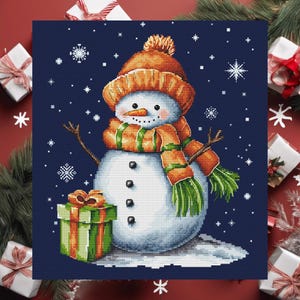 DIY Christmas Snowman Cross Stitch Pattern - Instant Download