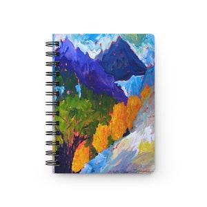 Fall Foliage Mountain Journal Hand Painted, Handmade Nature Notebook Aspen Jackson Hole, Best Gift for Nature Lover, Fall Color Grand Tetons