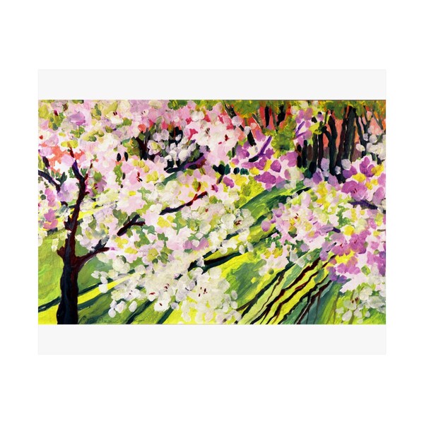 Cherry Blossom Tree in Bloom, Spring Landscape Giclee Print of Original Painting Home Decor, Award Winning Fine Artist Museum Quality Print