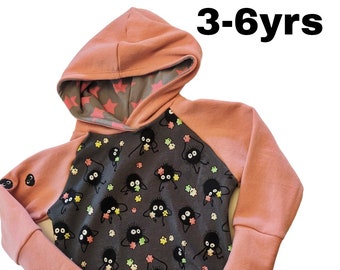 Soot sprites pink fleece cotton hoodie grow with me studio Ghibli Totoro spirited away