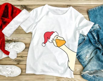 サンタ帽子 ガチョウの顔 クリップアート クリスマス 冬 JPEG TIFF PNG 面白い 休日 (インスタントデジタルダウンロード)