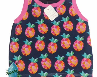 Pineapples pink blue baby toddler summer shirt sleeveless 12-18 months tank top