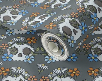 Floral Skull Seamless Pattern: Fabric, Sewing (JPEG, PNG)