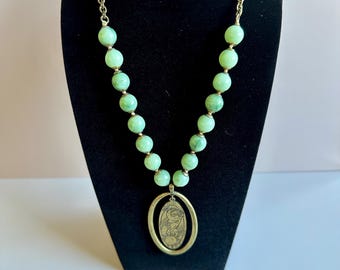 Rare & Vintage AGE OF AQUARIUS jade necklace, stunning necklace