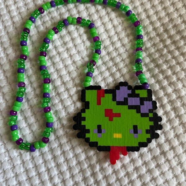 Hello Kitty (zombie) Perler Necklace