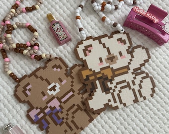 Colar Coquette Kawaii Teddy Bear Perler