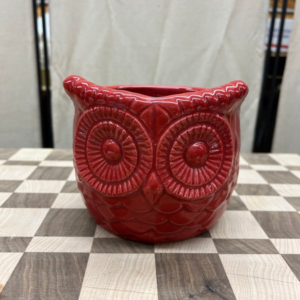 Owl Planter, Red