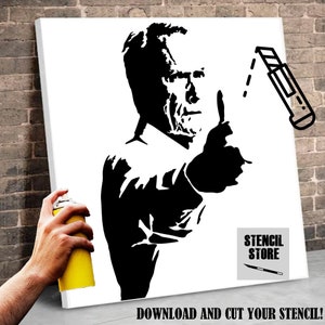 Clint Eastwood digital stencil to print for A3, 50x50, 80x80 DIY formats