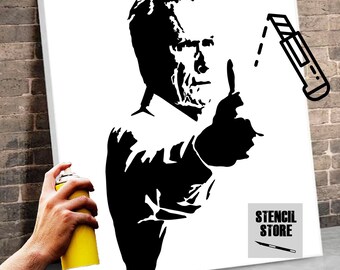 Clint Eastwood digital stencil to print for A3, 50x50, 80x80 DIY formats