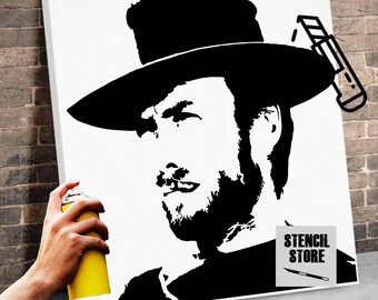 Clint Eastwood digital stencil (The Good, the Bad and the Ugly) to print for A3, 50x50, 80x80 DIY formats