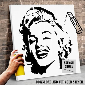 Marilyn Monroe digitale Schablone zum Ausdrucken für die DIY-Formate A3, 50x50, 80x80 Bild 1