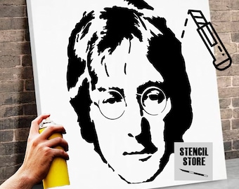 John Lennon The Beatles digital stencil to print for A3, 50x50, 80x80 DIY formats