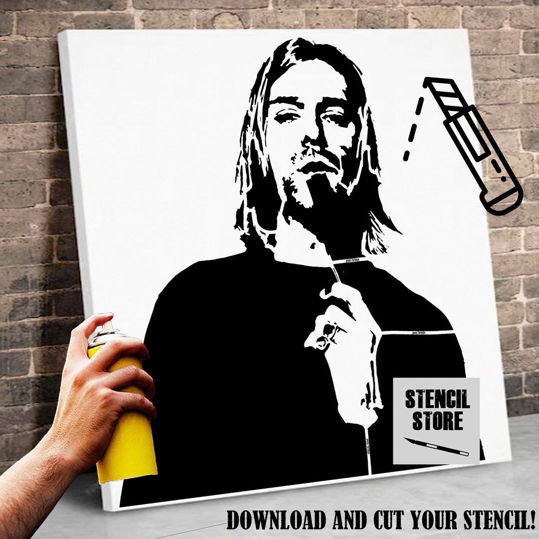 Kurt Cobain Nirvana Digital Stencil to Print for A3 50x50 Etsy