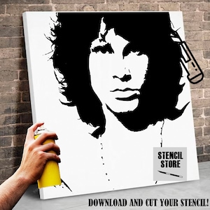 Jim Morrison The Doors digital stencil to print for A3, 50x50, 80x80 DIY formats