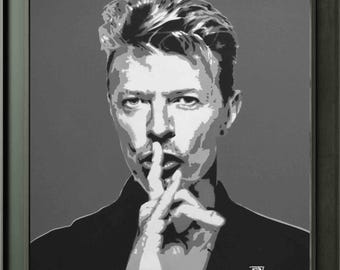 Original David Bowie Portrait, Painting on Canvas, Handmade