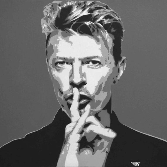 Original David Bowie Portrait, Painting on Canvas, Handmade