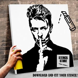Stencil digitale David Bowie da stampare per i formati A3, 50x50, 80x80 fai da te