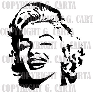 Marilyn Monroe digitale Schablone zum Ausdrucken für die DIY-Formate A3, 50x50, 80x80 Bild 2
