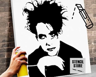 Robert Smith The Cure digital stencil to print for A3, 50x50, 80x80 DIY formats