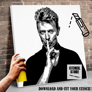 David Bowie multi-layer digital stencil to print for 50x50 or 80x80 DIY formats