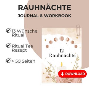 Rauhnächte Journal & Workbook | 13 Wishes Ritual, | Spiritual Diary for Rauhnächte | Printable or Digital, PDF, A4