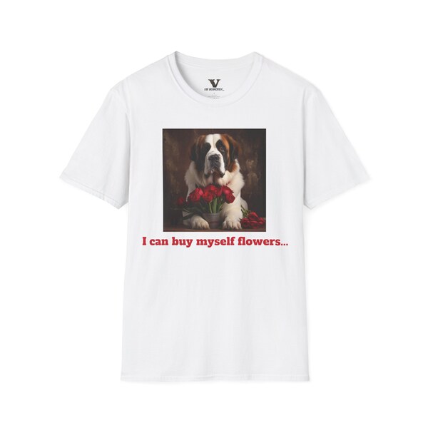 Floral Canine Independence: Saint Bernard & Self-Love Designer Tee - Miley Flowers