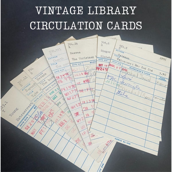 Vintage Library Circulation Card - Library Cards - Book Cards - Book Stationary - Craft Supplies - Bookmark