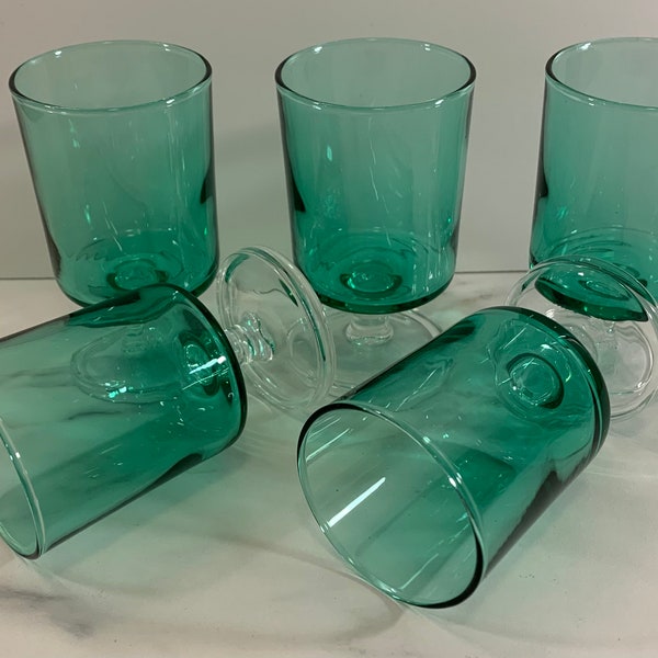 Set of Five Luminarc Green Small Wine/Shot Glasses.