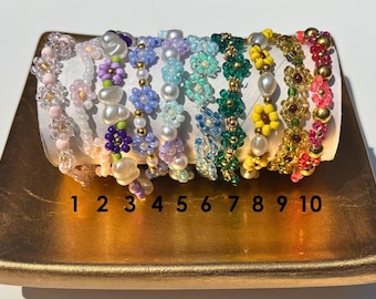 Seed Bead Flower Bracelets