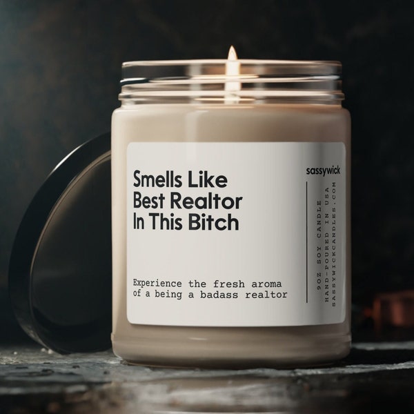 Smells Like World's Best Realtor Candle, Realtor Gift, Gift for Realtor, Real Estate Agent Gift, Salesperson Gift, 9oz Natural Soy Candle